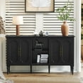 thumbnail image 7 of HLR 59" Mid Century Modern Storage Cabinet with Shelf, Vintage Large Sideboard Buffet Cabinet with 4 Doors, Black, 7 of 7