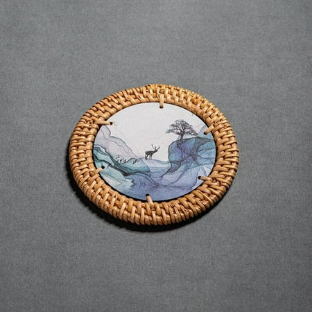 

Big Promotion 1PC Round Rattan Coasters Non-slip Cup Mat Heat Insulation Table Mat Coffee Cup Coaster Handmade Kitchen Table Accessories