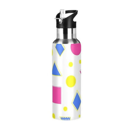 

Yayeee 20oz Double Wall Stainless Steel Water Bottle with Flip Straw Yellow Retro Round