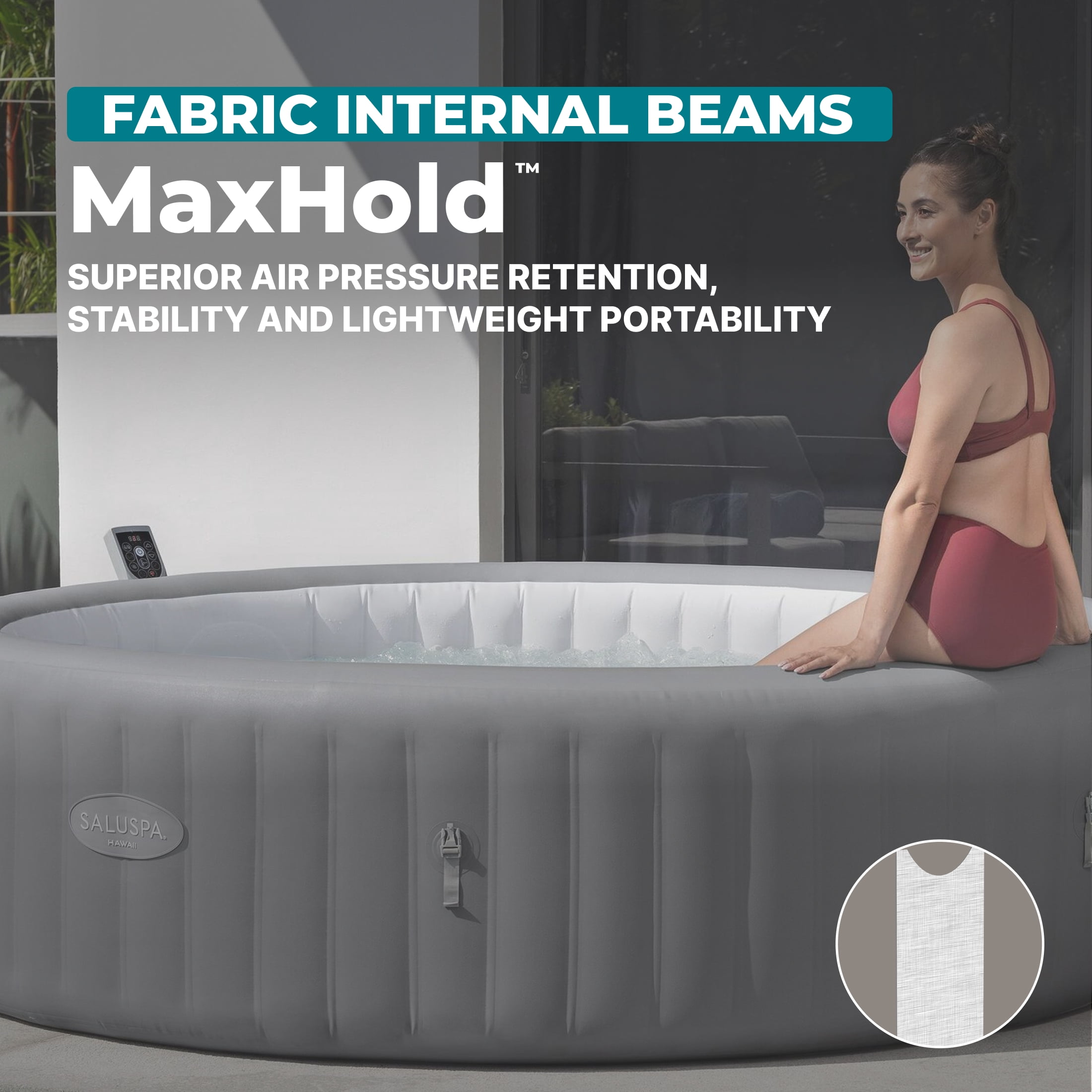 Bestway SaluSpa Hawaii 6-8 Person Inflatable Hot Tub, Round Energy-Efficient Spa, 93"x28"