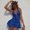 Blue, variant on Sexy Women Plunge V 3 Piece Bikini Set,Textured Halter Cheeky Low Rise Swimsuit Cover Up Skirt,Going Out Beach Outfit