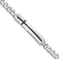 thumbnail image 1 of Sterling Silver Rhodium-Plated Enameled Cross On Bar Men's 8In Bracelet (Width 10.1) (Length 8) - Jbsp, 1 of 5