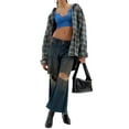 thumbnail image 2 of Nituyy Women Long Sleeve Shirt Contrast Color Ribbed Pullover Crop Tops, 2 of 7
