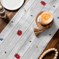 thumbnail image 3 of Red Blue Floral Table Runner 72 Inches, Independence Day Flowers Grey Wooden Bed Runner Dresser Scarves Tabletop for Indoor Outdoor Parties/Ceremony/Banquet, 14" x 72", 3 of 9