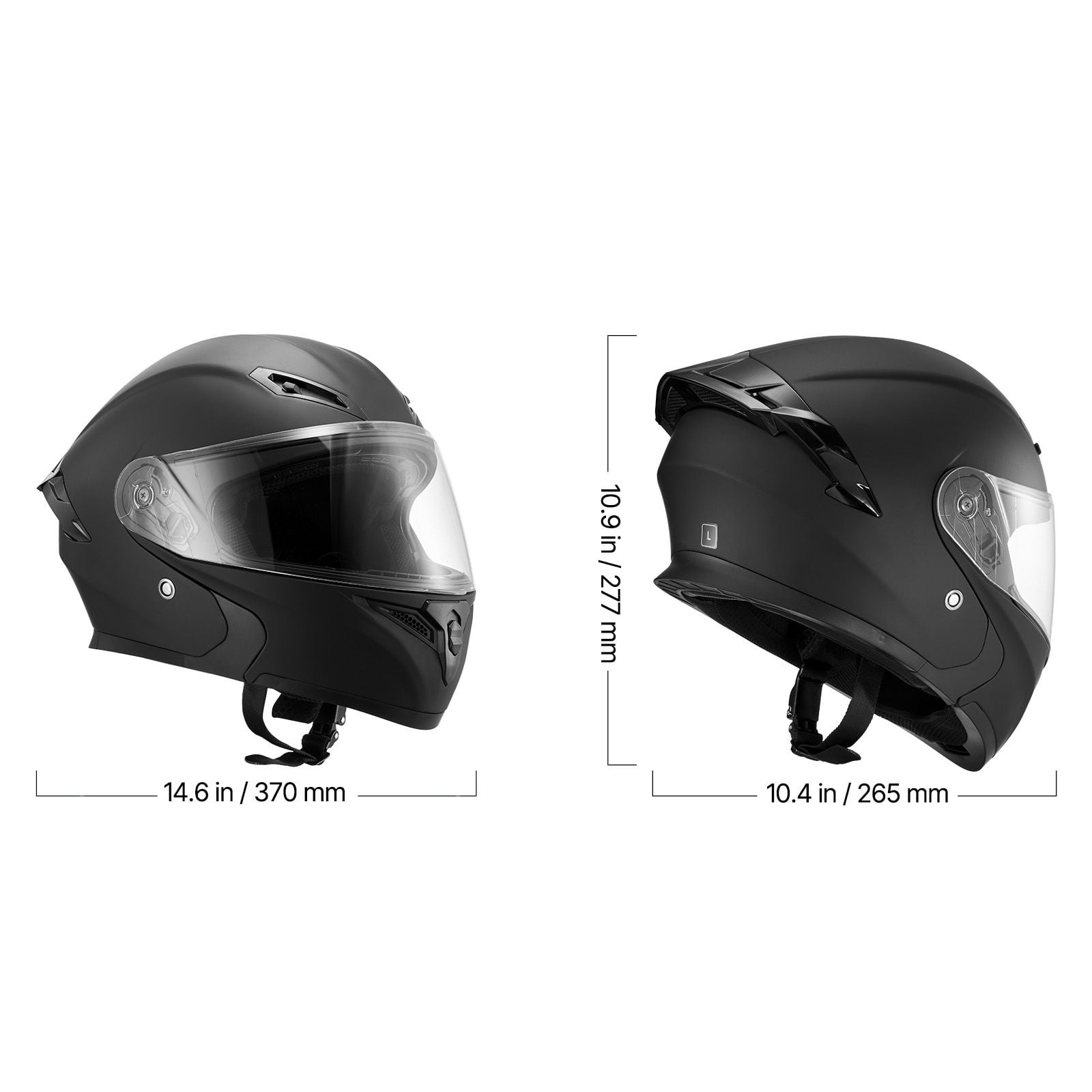 Modular Motorcycle Helmet for Adults-DOT Approved Motocross&Street Bike Helmet with Clear Visor&Removable Liner,Matte Black XL