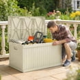 thumbnail image 2 of Outsunny 70 Gallon Deck Box, Resin Outdoor Storage Box with Handles, Sand, 2 of 10