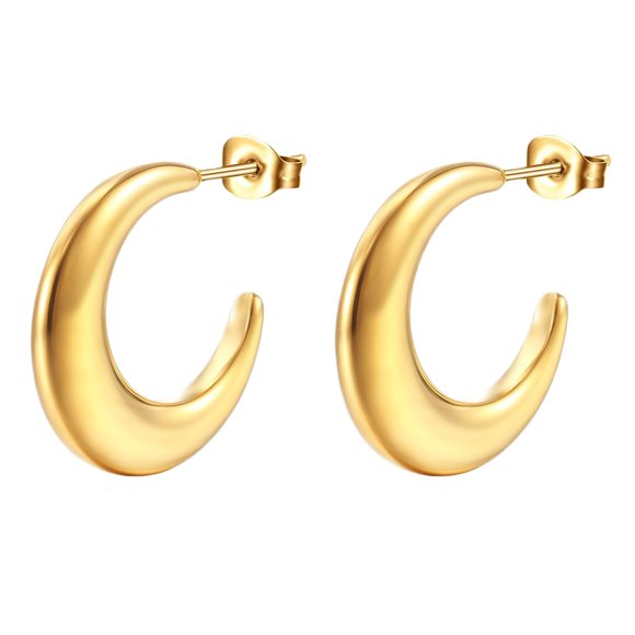 Hearth & Gear European And Style Steel Earrings Women's Earrings Minimalist Stainless Steel C Shaped Earrings Earring Hoop Earrings for Girls Pearl Jewelry Set for Women Girls Clip on Earrings
