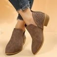 thumbnail image 3 of Coffee Women'S Chic Low Heel Boots With Pointed Toe And Hollow Design, Perfect For Autumn, 3 of 9