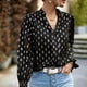 thumbnail image 4 of Blusa de manga larga con cuello en V,Blusa de manga larga abombada con puños fruncidos para mujer Blusa informal para mujer Los mejores materiales, 4 of 8