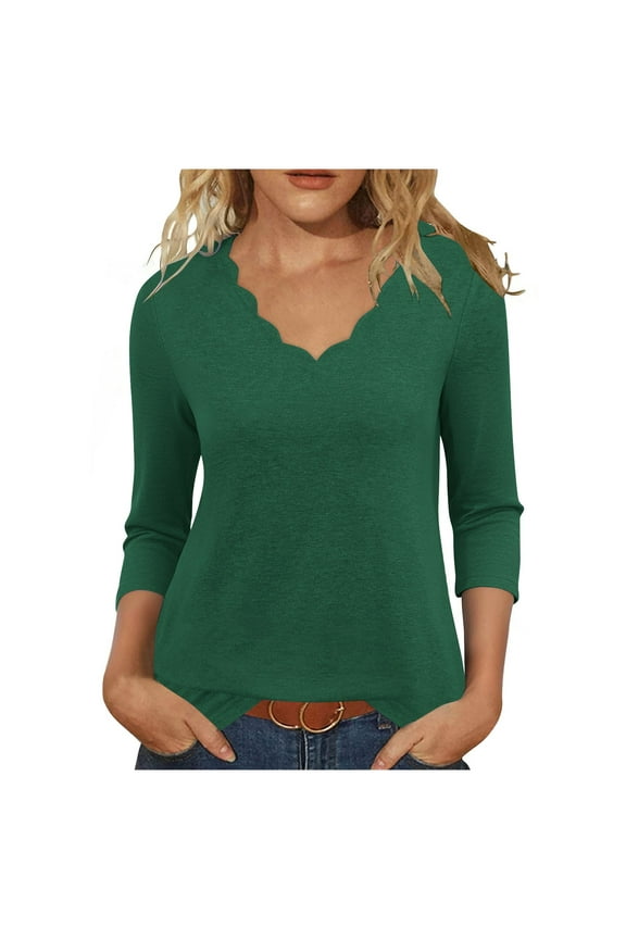 Womens T-Shirts Long Sleeve V Neck Tee Soft Casual Shirts Army Green,Womens Plus M