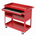 thumbnail image 3 of Three layer auto repair tool cart, thickened tool cart, with hooks and drawers, convenient to move metal heavy-duty multifunctional cart, red, 3 of 5