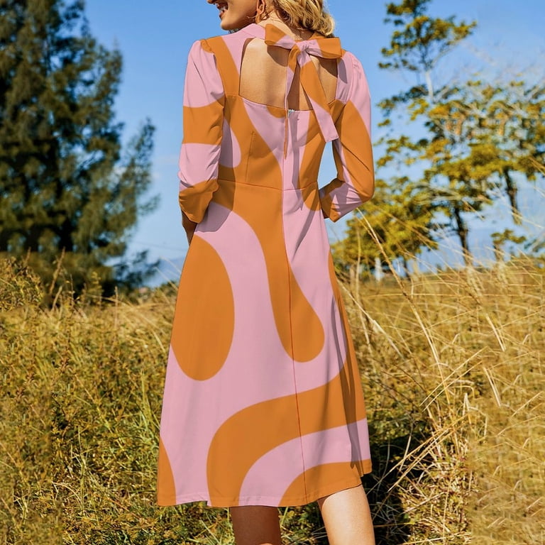 orange flared dress Orange Décolleté Flared Maxi Dress