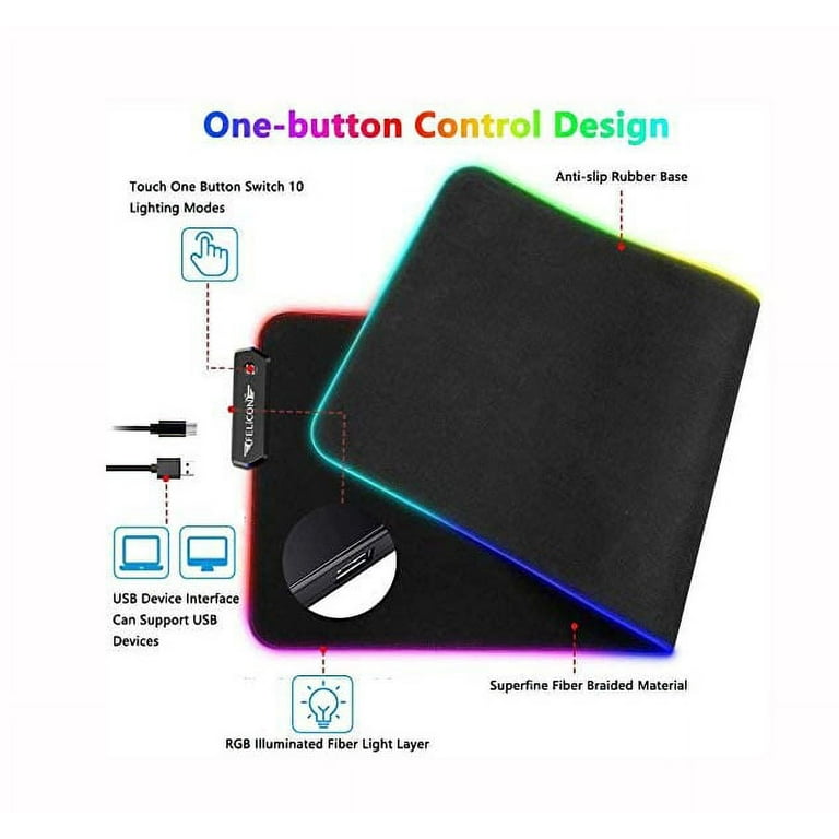 Desktop Gaming Mouse Pad, RGB Mouse Pad with 11 Lighting Modes