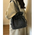 thumbnail image 2 of NANAHuang Womens Canvas Shoulder Bags Denim Bucket Crossbody Tote Large Purse Handbags Top Handle Satchel with Drawstring, 2 of 7