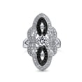 thumbnail image 2 of Bling Jewelry Womens Vintage Art Deco Style Black White CZ Filigree Cocktail Full Finger Ring, 2 of 5