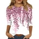 thumbnail image 1 of Camisas de manga 3/4 para mujer Camisetas gráficas con estampado lindo Blusas Casual Tallas grandes Tops básicos Jersey Vino / L, 1 of 5