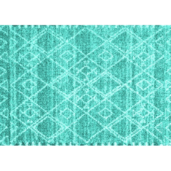 Ahgly Company Indoor Rectangle Abstract Turquoise Blue Contemporary Area Rugs, 8' x 10'
