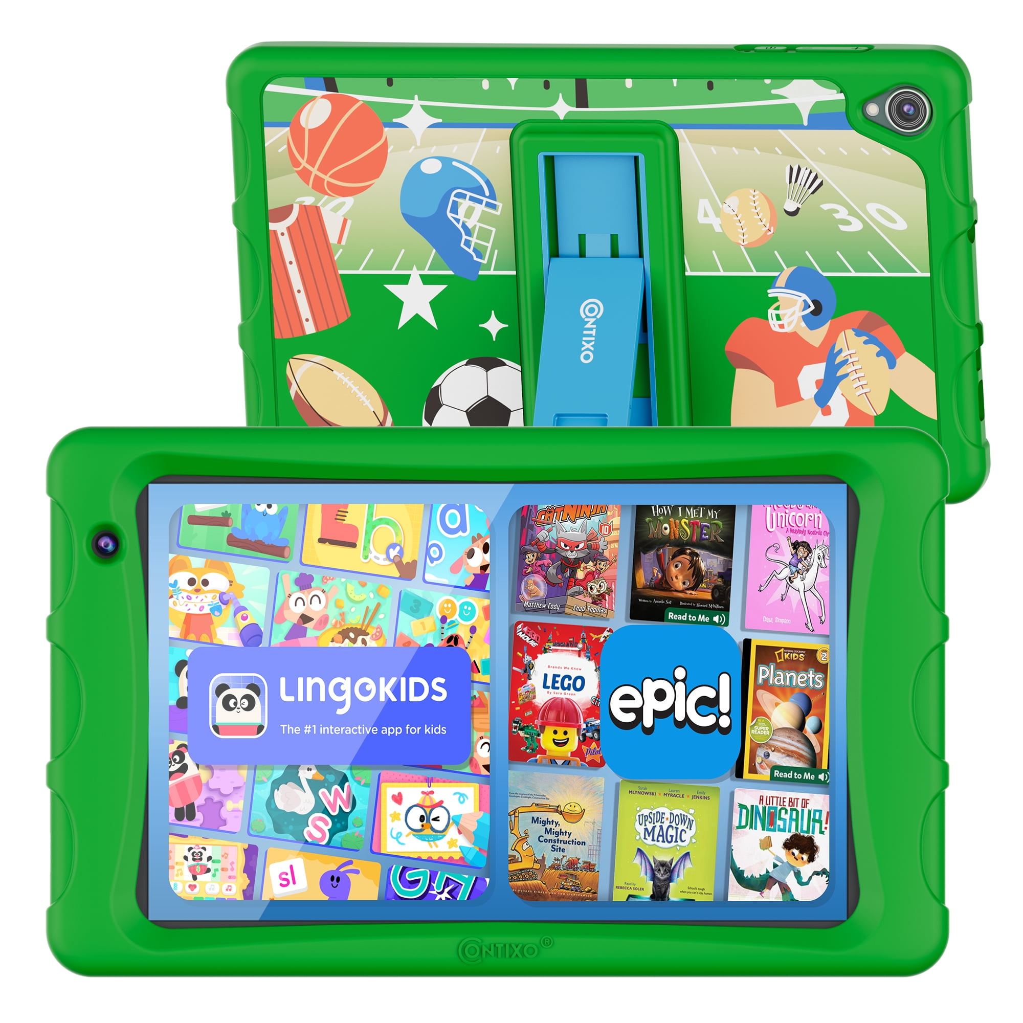 Contixo K80A Kids Tablets, Education Tablets for Kids with Kid-Proof Tablet Case, 8”, Green
