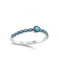 thumbnail image 4 of Simulated Turquoise Round Black Halo Dainty Stacking Ring Sterling Silver Band Blue CZ Female Size 8, 4 of 4