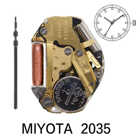 Miyota Super 2035 Japan Quartz Movement GOLDEN 2035 Three-Hand Watch - Durable Metal Gears Best Cost Performance