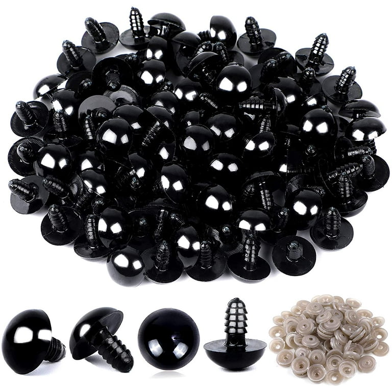 120Pcs Black Plastic Safety Crochet Eyes Bulk with Washers for