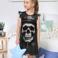 thumbnail image 4 of Fotbe Black White Hat Skull Vestido de Dormir para Niñas de 3 a 10 Años, Mangas Cortas, Estilo Princesa, Pijama Camisón con Mangas Voladas-Large, 4 of 6