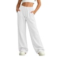 thumbnail image 3 of WAVSUF Girls Sweatpants with Pockets Wide Leg Elastic Waist Fall Casual Pants White 10-12, 3 of 10