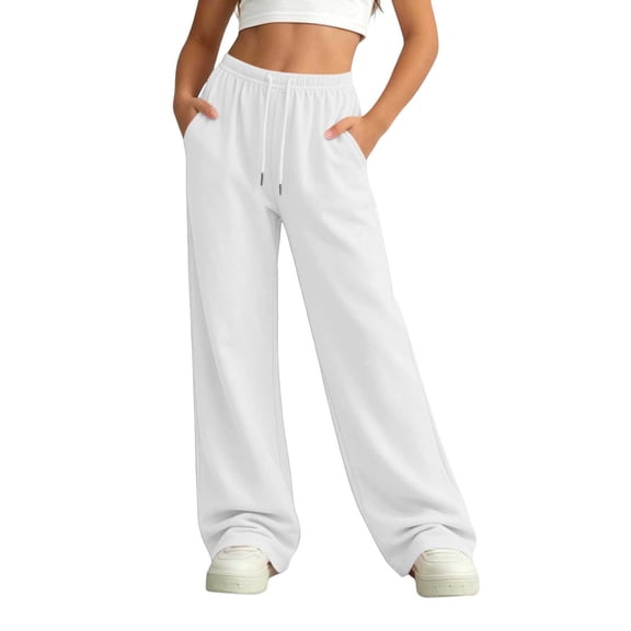 StSilkitty Loose Sweatpants for Boys Girls Solid Color High Waist Elastic Drawstring Wide Leg Jogger Trousers with Pockets