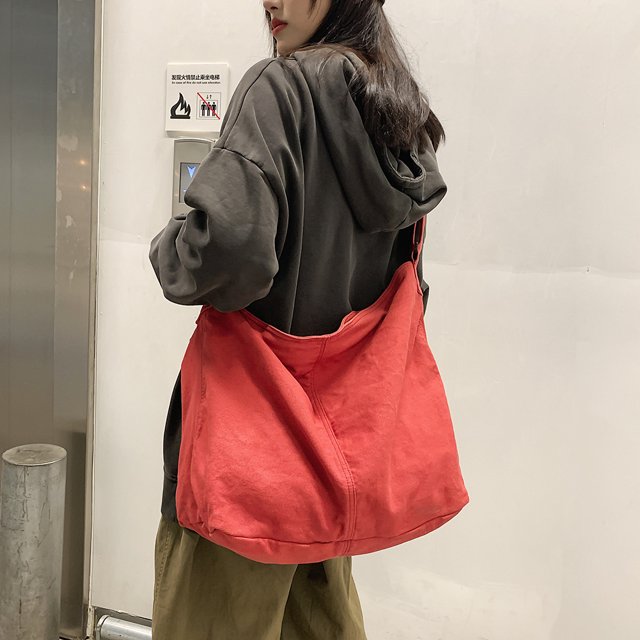 Bolso De Hombro De Lona Bolso tutoriales de Harajuku japonés de mensajero de color sólido Cremallera para viajes