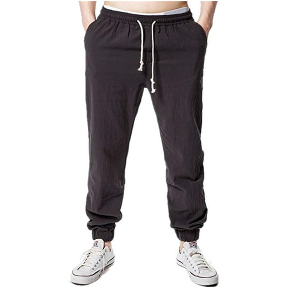Babysbule Mens Pants Fashion Mens Trousers Summer Pants Casual Bandage Solid Sweatpants Pants