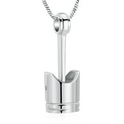 IMRSANL Car Parts Cremation Urn Jewelry Stainless Steel Piston Cremation Urn Necklace For Men Keepsake Memorial Jewelry Hold Ashes