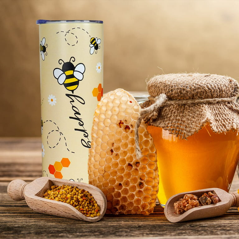 Bee Tumbler With Lid and Straw Bee Mug Bee Happy Coffee Mug Cup Honey Bee  Gifts for Women Daisy Flowers and Bee Decor 