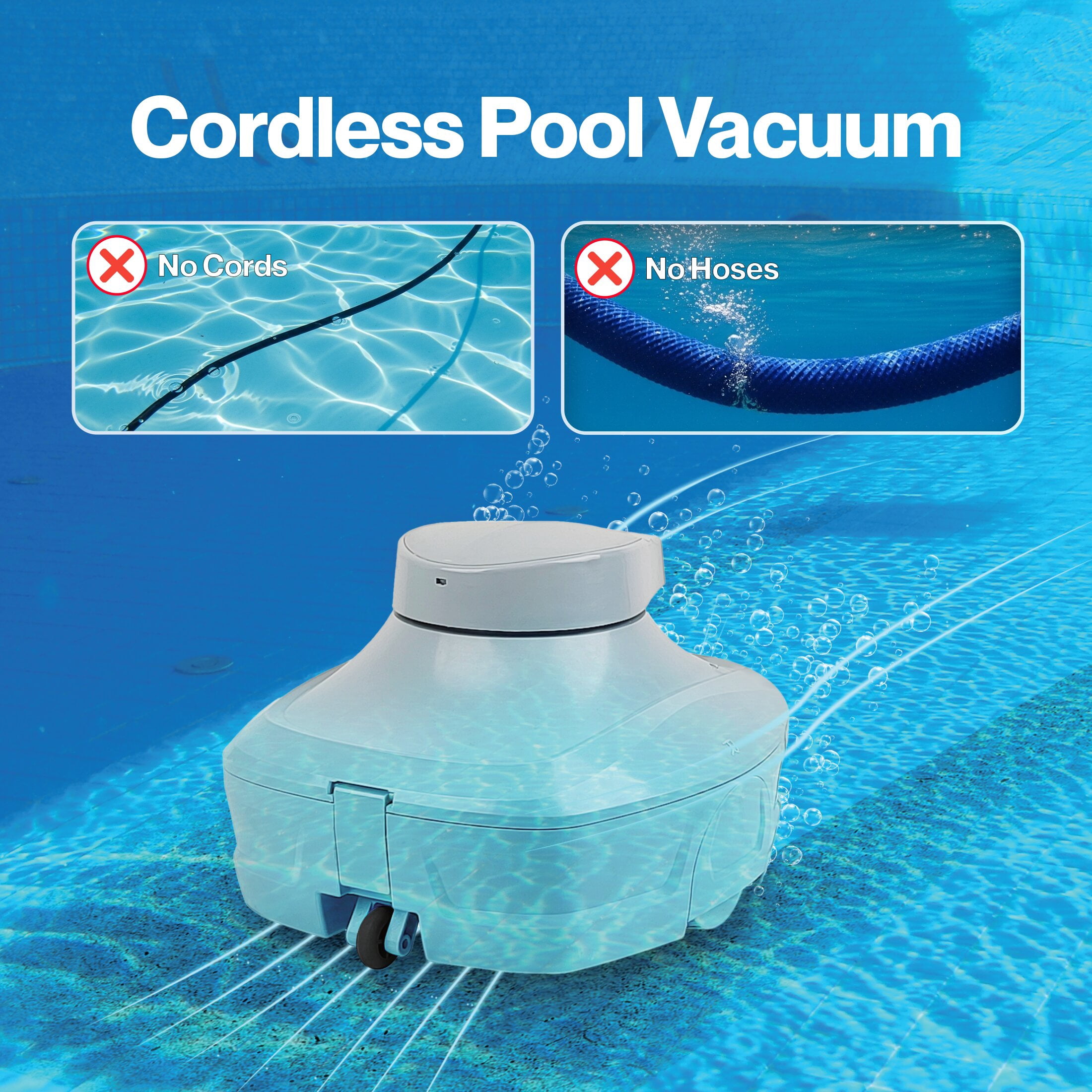 Core Innovations Rechargeable Robotic Pool Vacuum Cleaner, 45-Min Runtime, Dual 2L Filters, LED Indicator, Powerful Suction