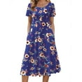 thumbnail image 2 of Fantaslook Summer Dresses for Women Casual Short Sleeve Pleated Dress Flowy Floral Dress with Pockets Flare Midi Sundress, 2 of 9