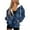 Blue Turtle Print, variant on Uorisanigo Western Cowbody Horse Zip Up Hoodies for Women Slight Stretch Soft Oversized Casual Sweatshirts Drop Shoulder OversizedWinter Fashion Clothes Size XS