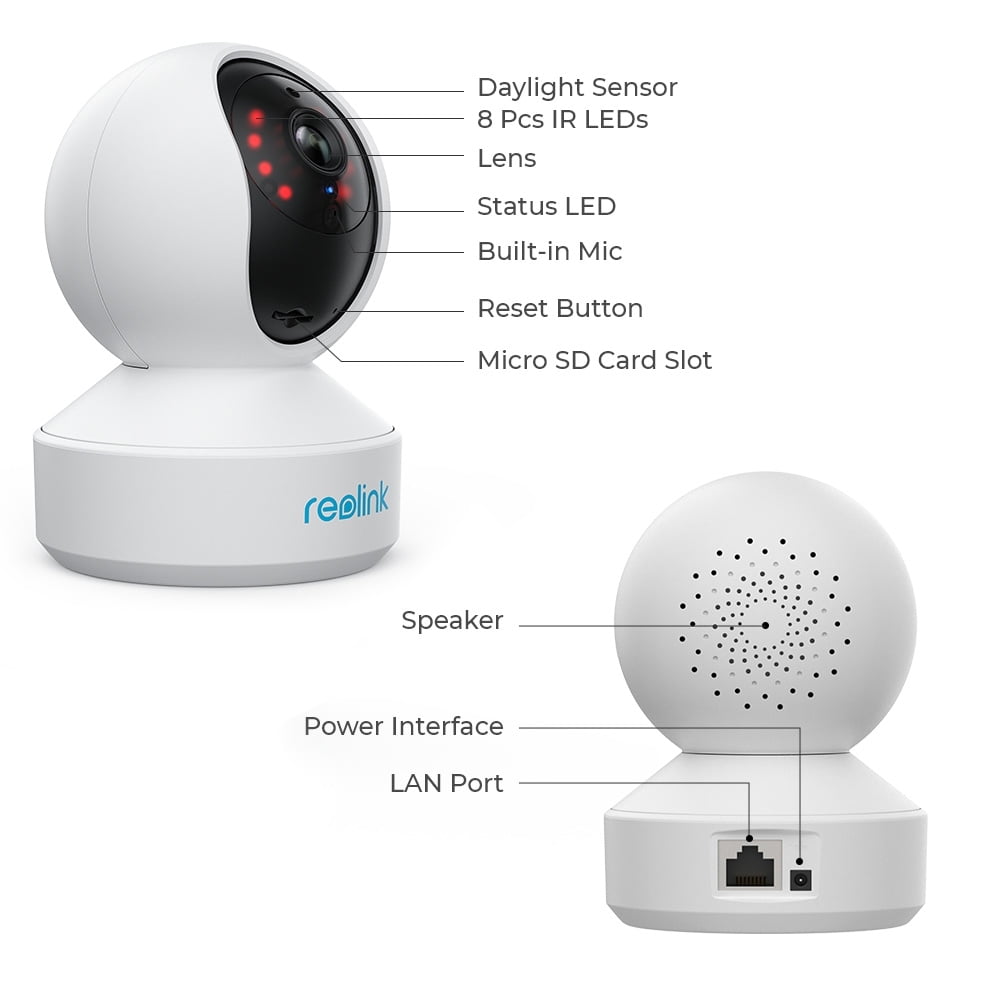 Reolink Night Vision 4MP Indoor Home Security Plug-in Wi-Fi Camera System with Person Monitor and Two-Way Talk, White (2 Pack)