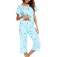 thumbnail image 2 of HAHDAXIA Womens Pajama Set Cotton Capri Pant Pyjama Short Sleeve Sleepwear Summer Pjs, 2 of 7