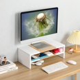 thumbnail image 2 of Wooden Monitor Stand Riser Laptop Stand for Desk Monitor Riser for TV/Printer/Keyboard Computer Stand with Storage Home Office Desk Shelf Organization, 2 of 7