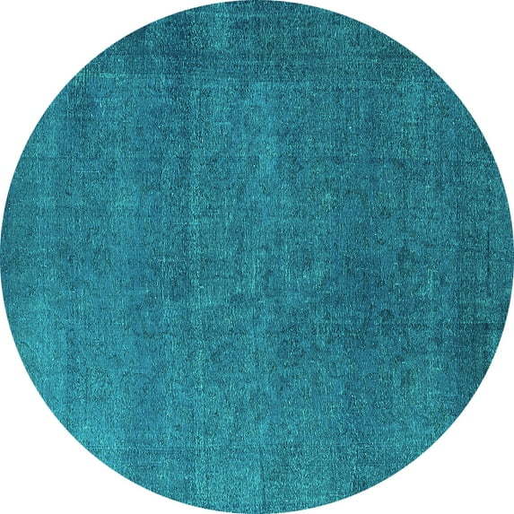 Ahgly Company Machine Washable Indoor Round Persian Turquoise Blue Bohemian Area Rugs, 8' Round