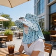 thumbnail image 5 of Outdoor Wide Brim Sun Hat with Solar Fan Built in Women Sun Hats with Neck Shield Flap Floral Bucket Fishing Hat UV Protection Visor Hat for Women Men Camping Hiking Beach Gardening, 5 of 6