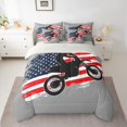 thumbnail image 3 of Manfei Teen Motorcycle Lover 7pcs Bedding Comforter Set, Vintage American Flag Queen Bedding Sets, Dirt Bike Sport Reversible Queen Sheet Sets, Lightweight Room Decor, 3 of 8