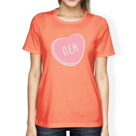 Meh Womens Peach T-shirt Lovely Heart Fun Gift Idea For Best