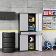 thumbnail image 7 of STANI Metal Garage Storage Cabinets with Drawer, 4 Doors Tool Storage Cabinet with 2 Adjustable Shelves, 71" Steel Locking Locker for Garage Utility Room Home Office (Black Gray, 0 Wheel), 7 of 7
