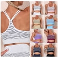 thumbnail image 4 of Sujetador deportivo para mujer, almohadilla extraíble a rayas, espalda cruzada, yoga, gimnasio, corr Abanopi Sujetador deportivo de mujer, 4 of 7