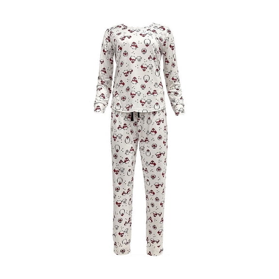 Therapy Women's Long Sleeve Sleepwear with Long Pants Soft Pajama Set-Penguin-Medium