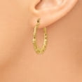 thumbnail image 3 of Real 14kt Yellow Gold Polished Bamboo Hoop Earrings; for Adults and Teens; for Women and Men, 3 of 4