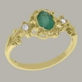 thumbnail image 3 of LBG British Made 10k Yellow Gold Natural Emerald & Cubic Zirconia Womens Trilogy Ring - 33 size options - Size 11.25, 3 of 8