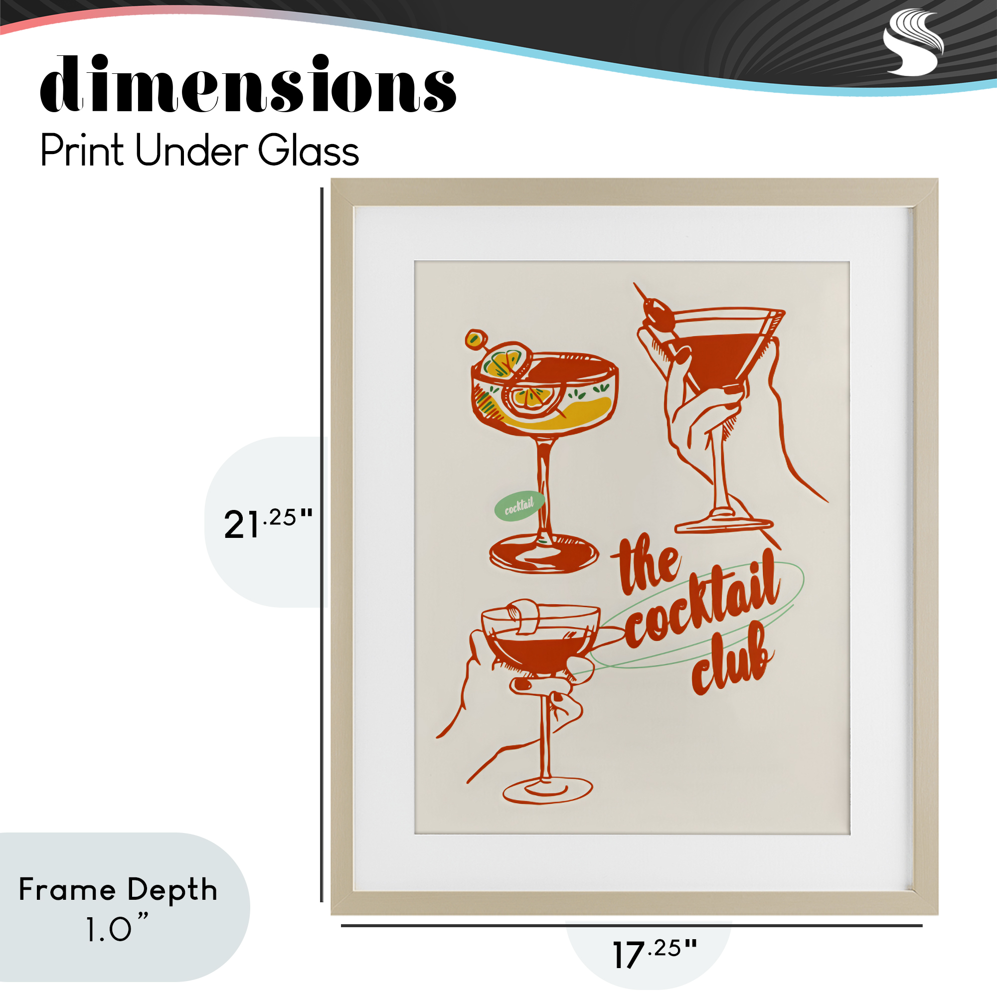 Stupell Industries Cocktail Club Toasting Glasses Birch Framed Print Under Glass, design by The Prints Vibe