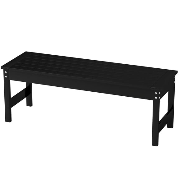 Resenkos 47" Outdoor Bench Seat, HDPE Weatherproof Bench, Slatted Patio Bench for Yard & Porch, Comfortable Outdoor Seating,Black