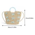 thumbnail image 2 of Bolso Bolsos Tejidos De Mujer Bolso De Mano Tejido De Paja Con Lazo Para Vacaciones En La Playa Negro, 2 of 7